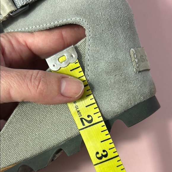 Sorel Gray Suede Wedge Sandals with Ankle Strap - Picture 9 of 10
